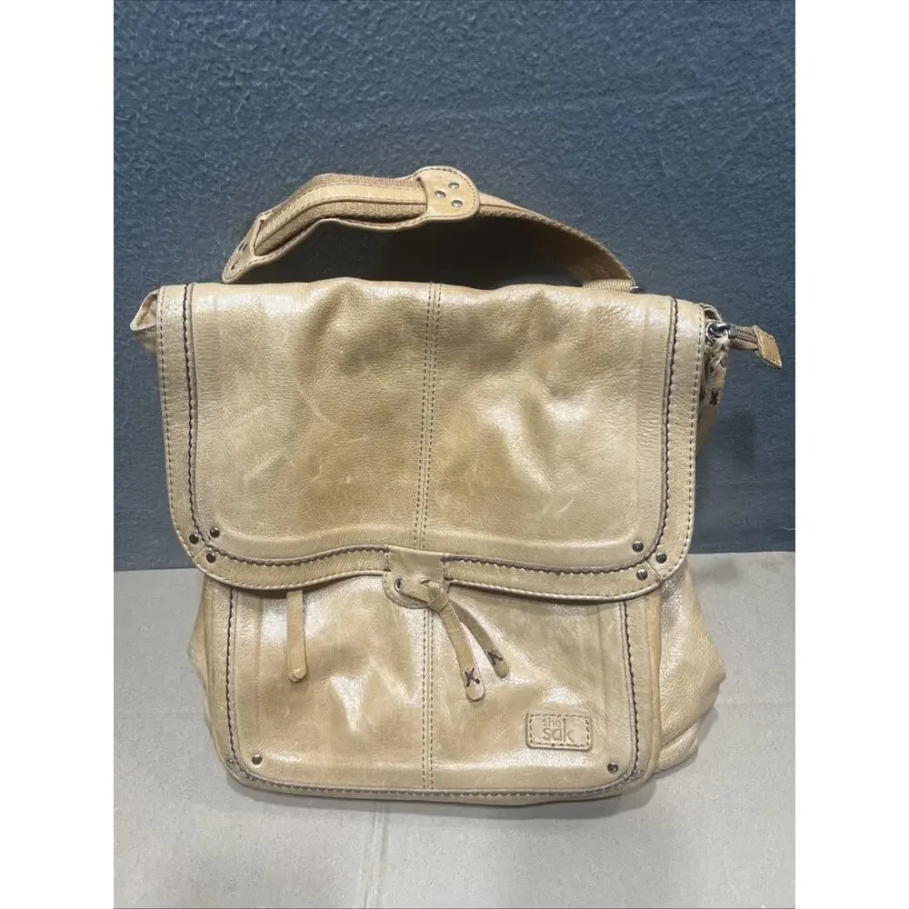 The Sak Ventura Leather Convertible Backpack Boho Messenger Shoulder Bag Flap